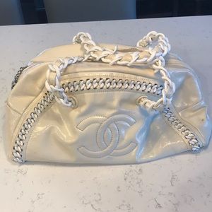 White Large Chanel Satchel with BROKEN handle